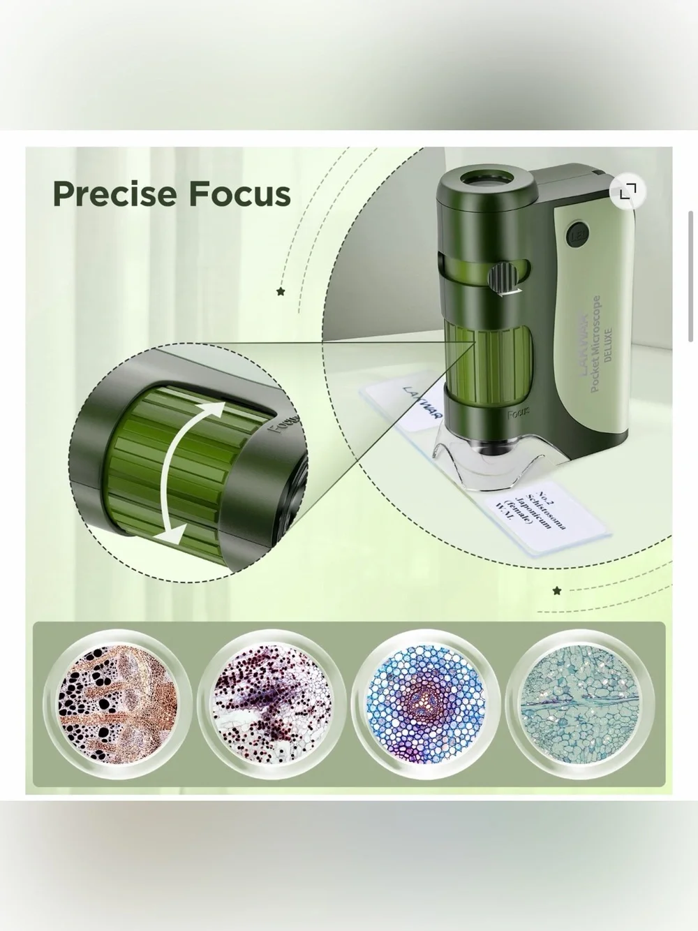 Portable Pocket Microscope 60x-120x - Green